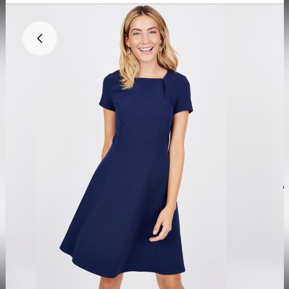 August 1 Eight Fold Neck Dress Navy Blue Size Small